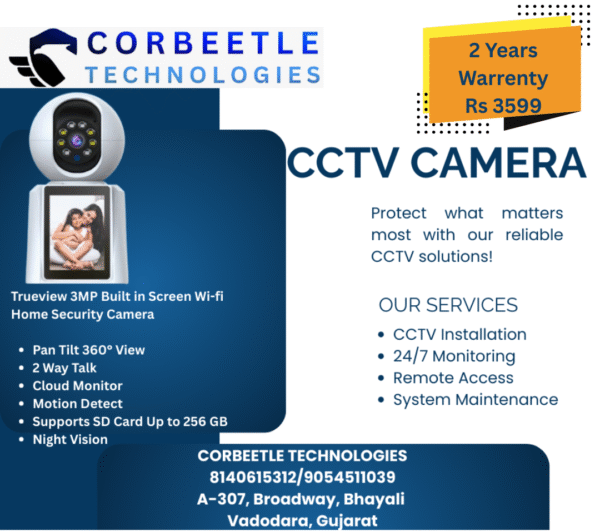 Trueview 3MP Built in Screen Wi-fi Home Security Camera
